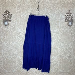 Izod Blue Tiered Lace Hem Stretch Maxi Skirt